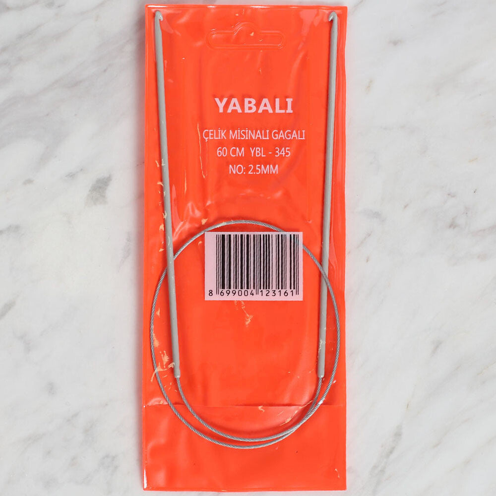 Yabalı 2.5mm 60 cm Steel Cable Tunisian/Afghan Knitting Needle - YBL - 345