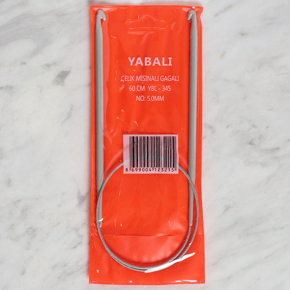 Yabalı 5mm 60 cm Steel Cable Tunisian/Afghan Knitting Needle - YBL - 345