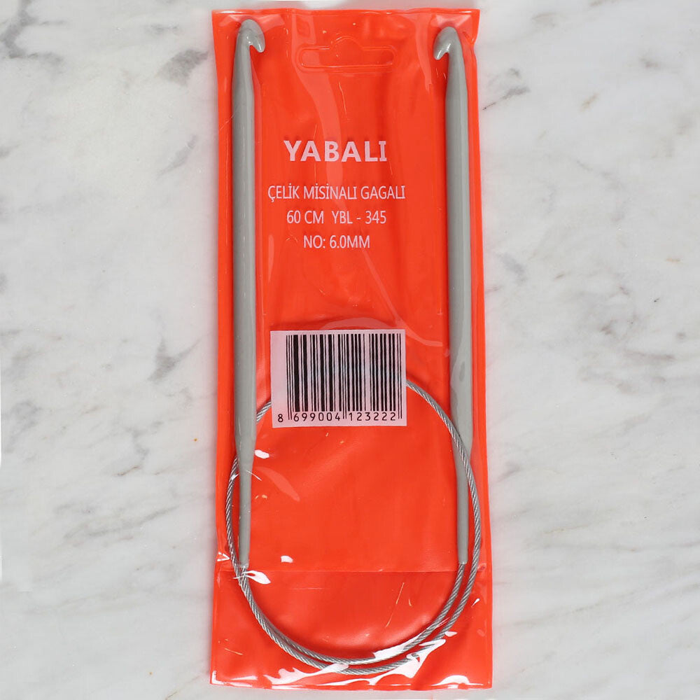 Yabalı 6mm 60 cm Steel Cable Tunisian/Afghan Knitting Needle - YBL - 345