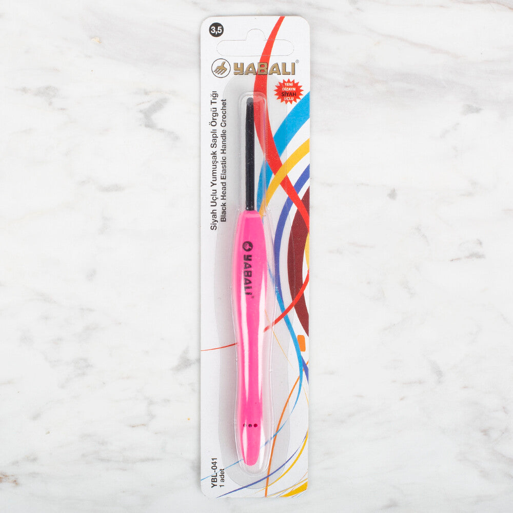 Yabalı Black Tip Soft Handle 3.5mm Crochet Hook, Pink - YBL - 041