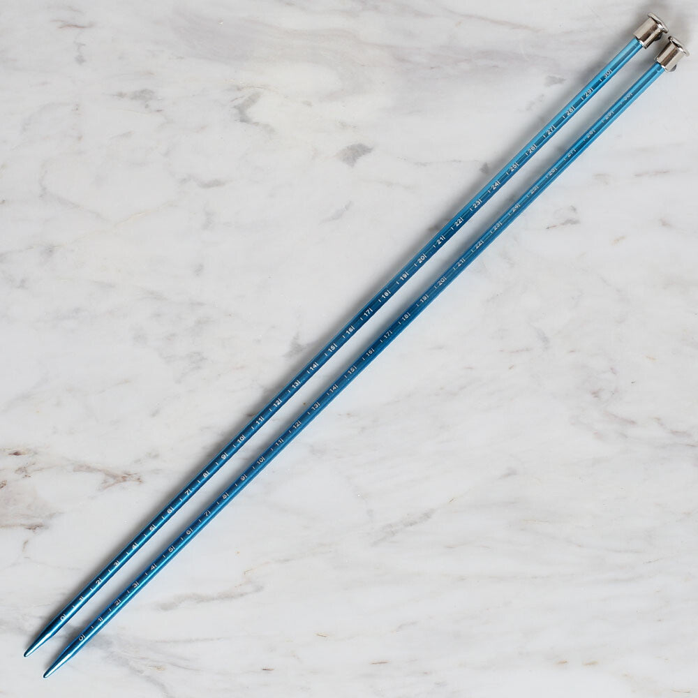 Yabalı 5mm 35 cm Knitting Needle with Measure, Blue - YBL-347