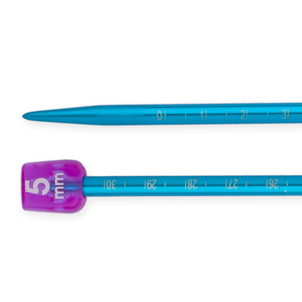 Pony Measure 5 mm 35 cm Aluminium Knitting Needles, Light Blue - 34511