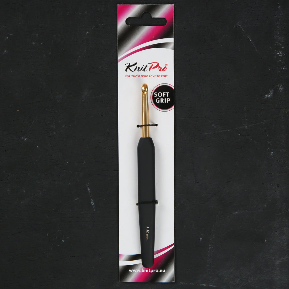 KnitPro Aluminum Gold 5.5mm Crochet Hook, Black - 30808