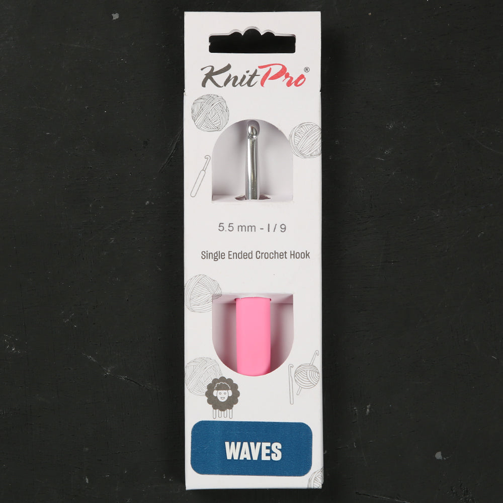 KnitPro Waves 5.5mm Pink Soft Handle Crochet Hook - 30912