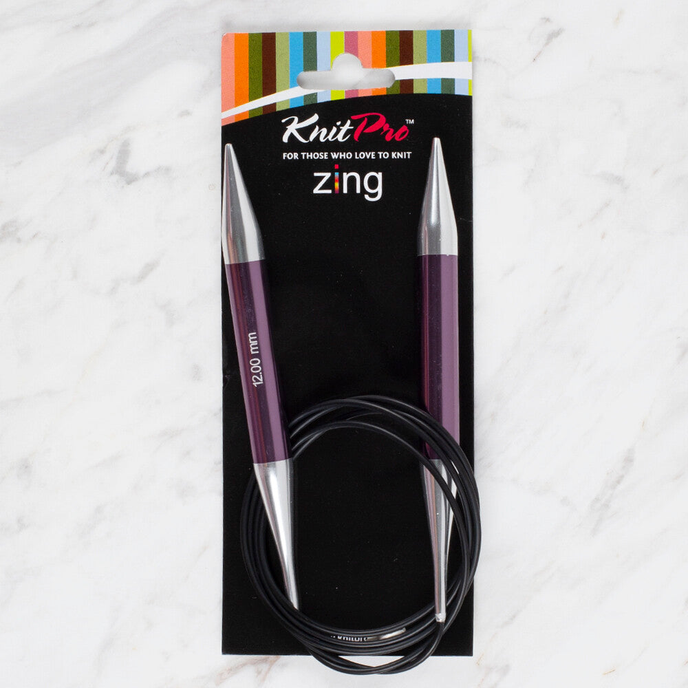 KnitPro Zing 12mm 120 cm Circular Knitting Needle, Purple Velvet - 47199