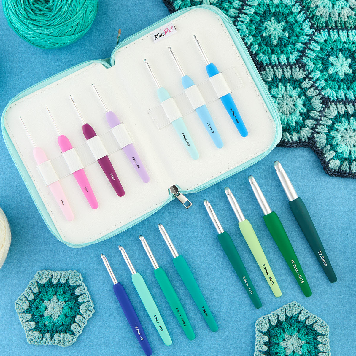 KnitPro Waves 2.0 Grande 14-Piece Crochet Hook Set - 30952