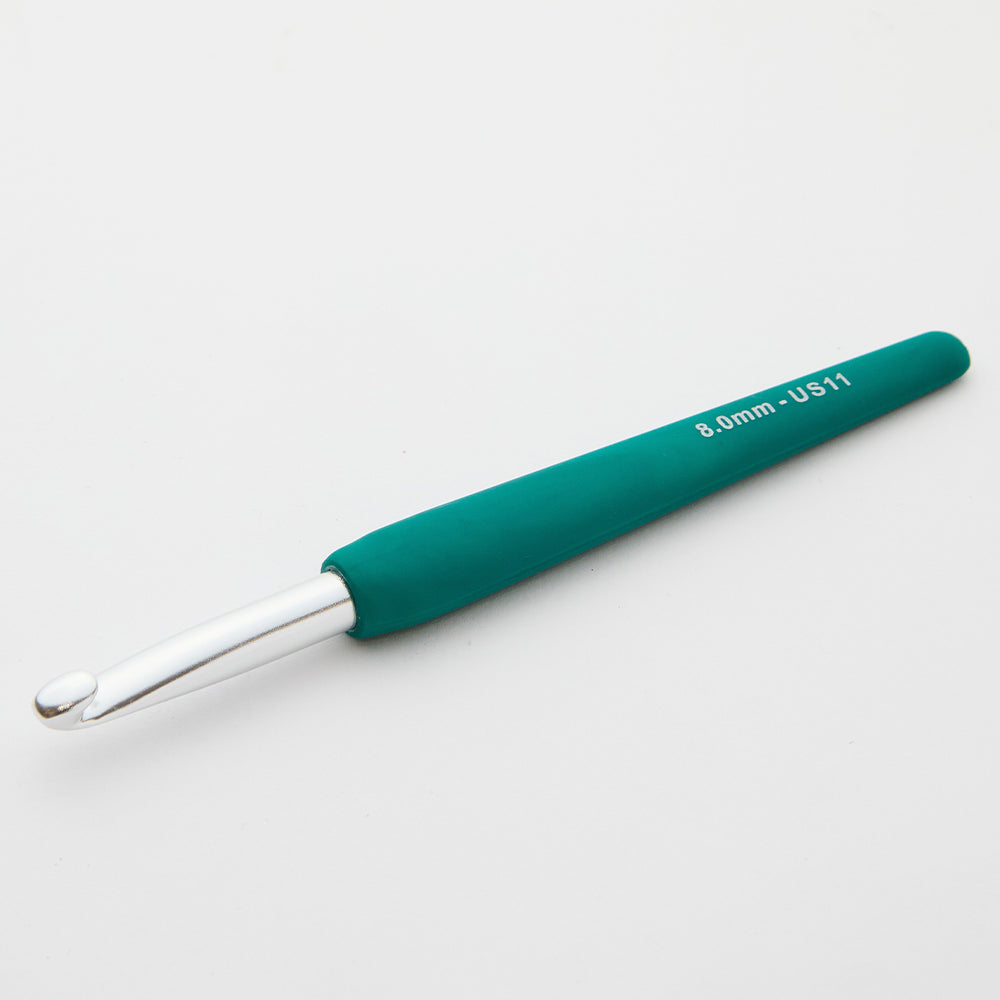 KnitPro Waves 8 mm Green Soft Handle Wool Crochet Hook - 30946