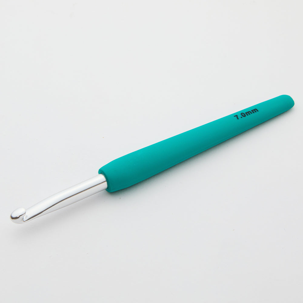KnitPro Waves 7 mm Green Soft Handle Wool Crochet Hook - 30945