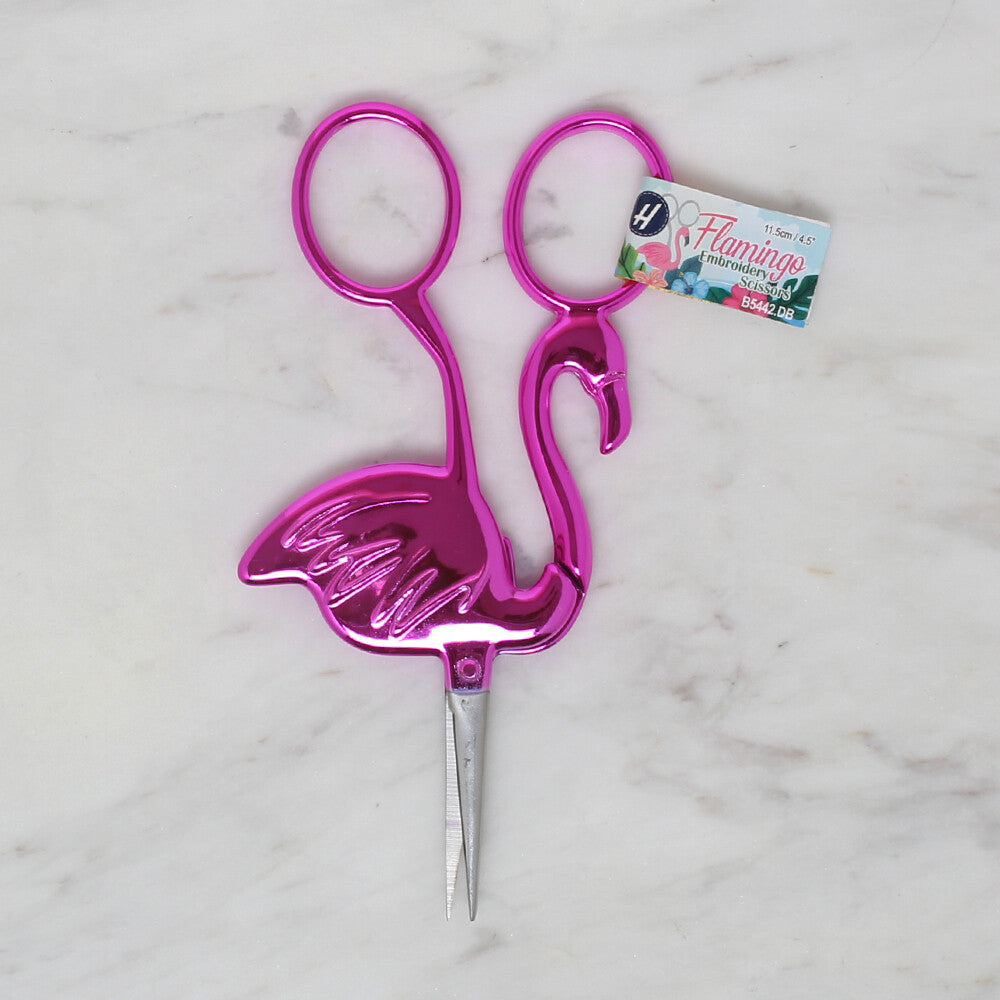 Hemline Flamingo Embroidery Scissors, Fuchsia