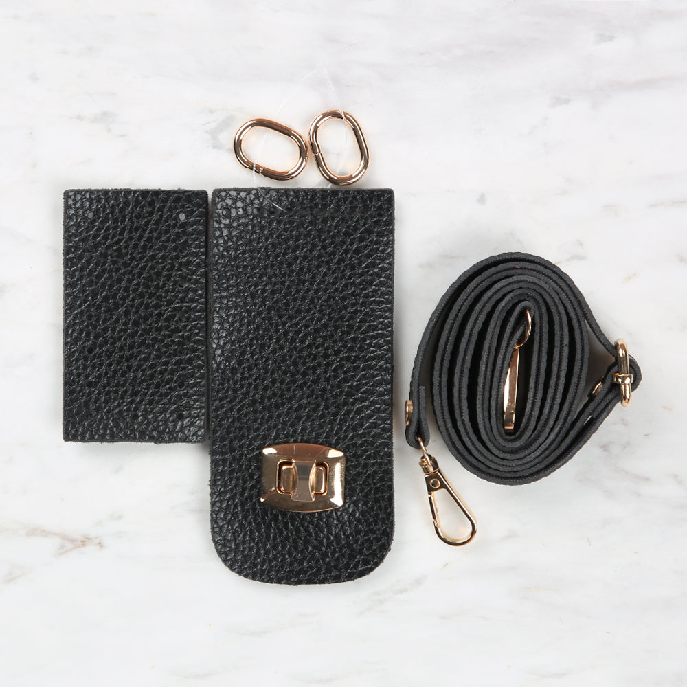 Knitted Base, Clip Phone Set 6.5x14 cm Black BA-0058