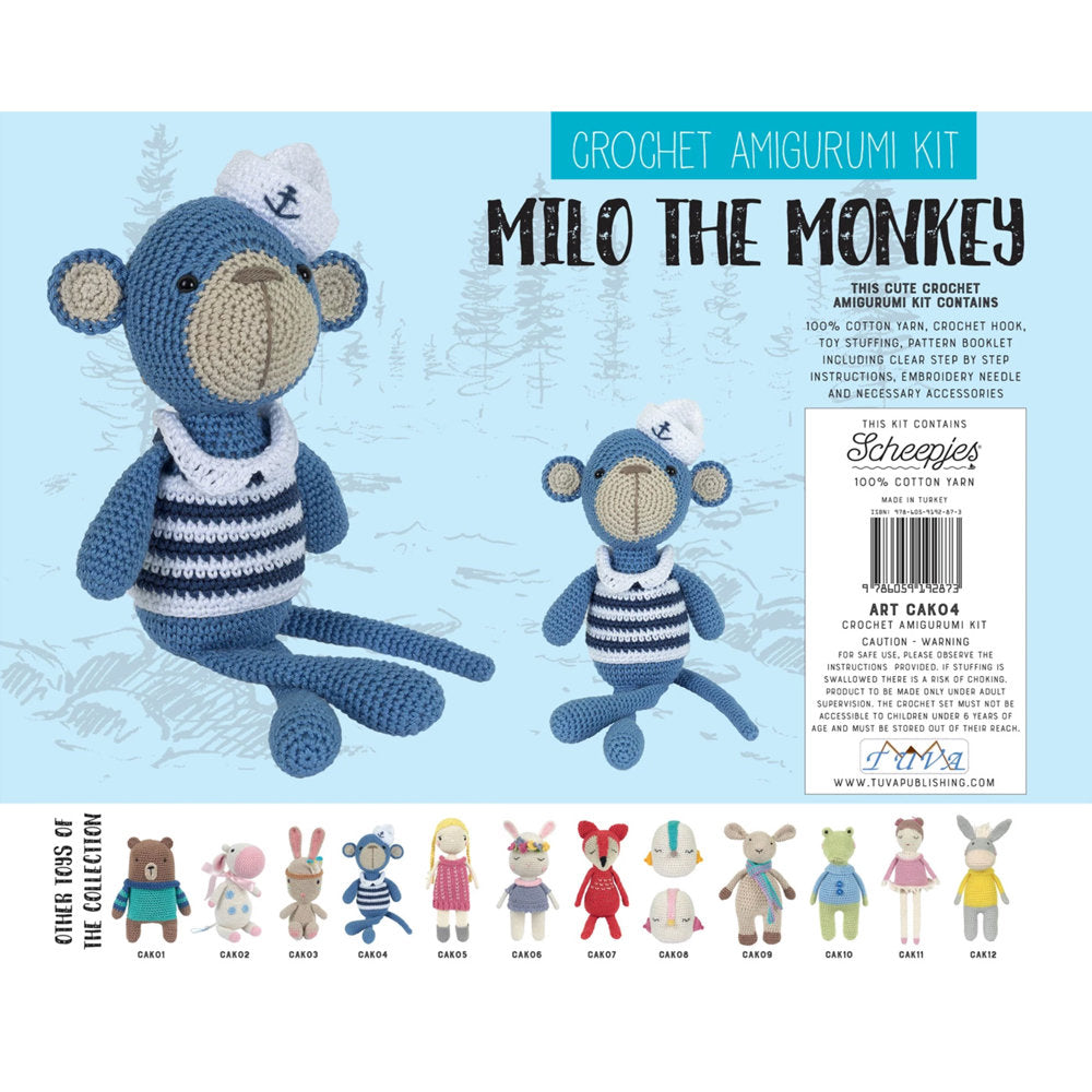 Tuva Crochet Amigurumi Kit, Milo the monkey - CAK04