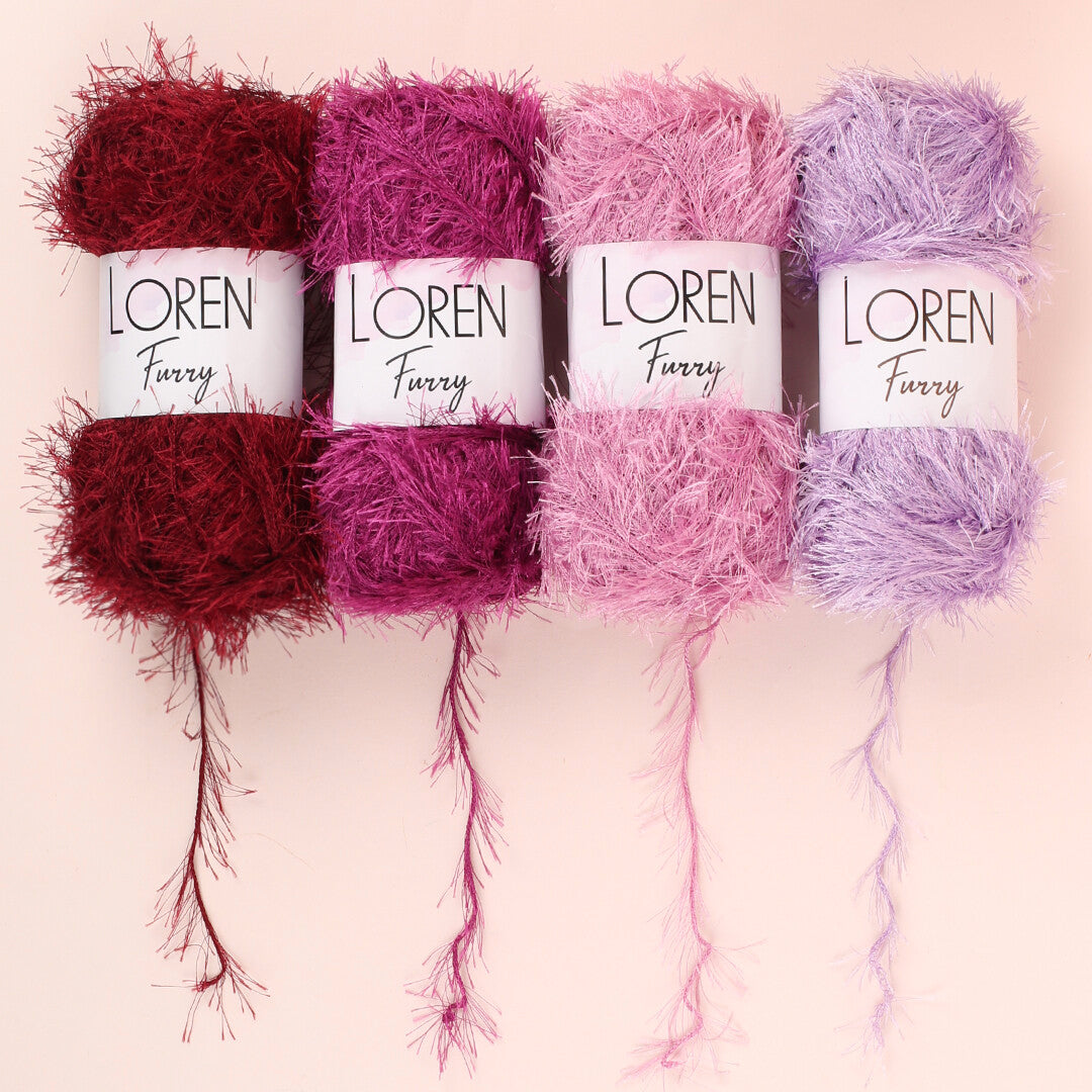 Loren Furry Knitting Yarn, Claret - RF026
