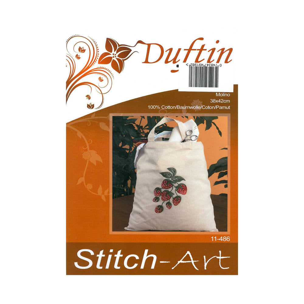 Duftin 38x42 cm Blue Bag Cross Stitch Kit, Strawberry - 11486- hu0049