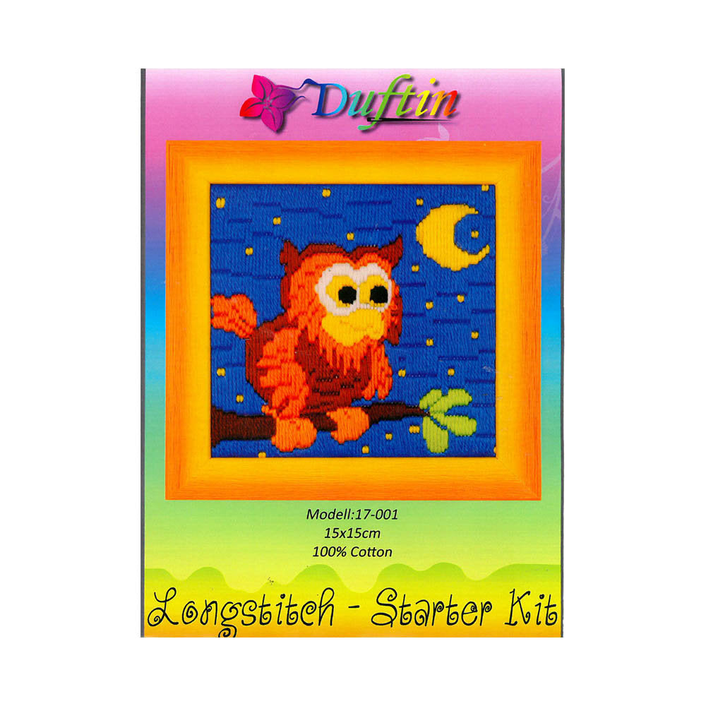 Duftin 15x15 cm Long Stitch Embroidery Kit, Owl - 17001- HU0346