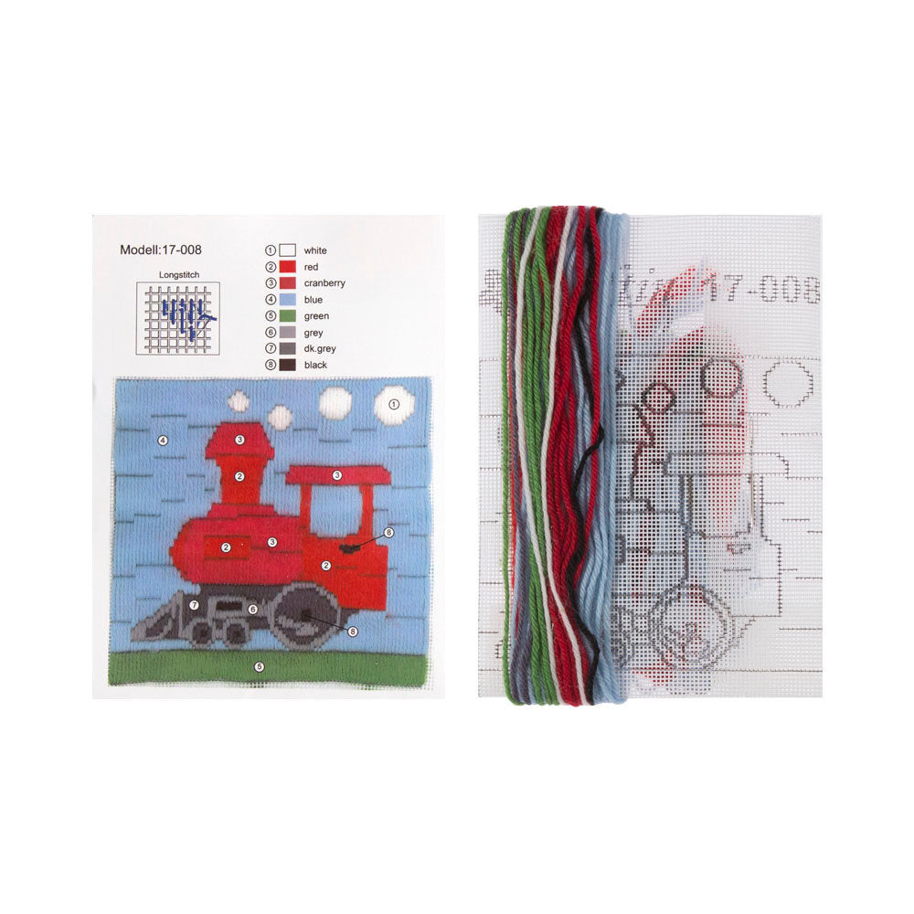 Duftin 15x15 cm Long Stitch Embroidery Kit, Train - 17008- HU0348