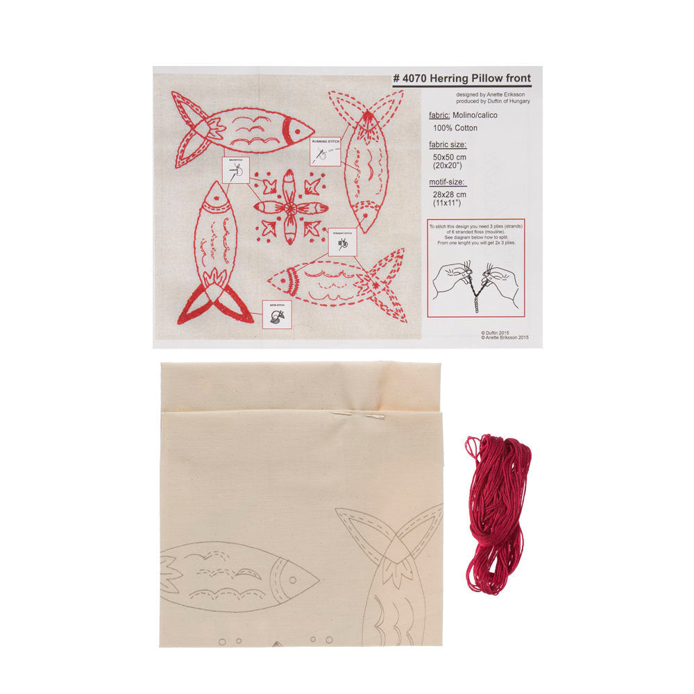 Duftin 50x50 cm Ivory Cushion Embroidey Kit, Fish - 04070- aa1093