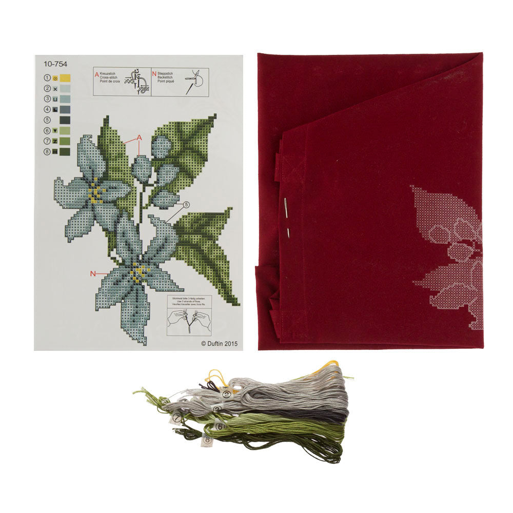 Duftin 38x42 cm Claret Bag Cross Stitch Kit, Flower - 10754- aa0000