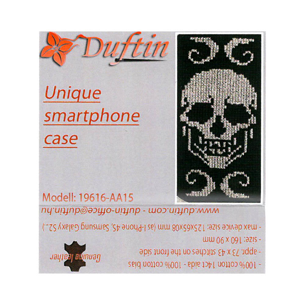 Duftin 9x13 cm Smartphone Case Cross Stitch Kit, Skull - 19616