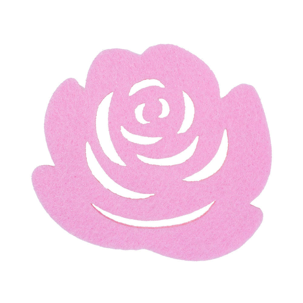 La Mia 10 Pieces Felt Rose Coaster, Pink - M22