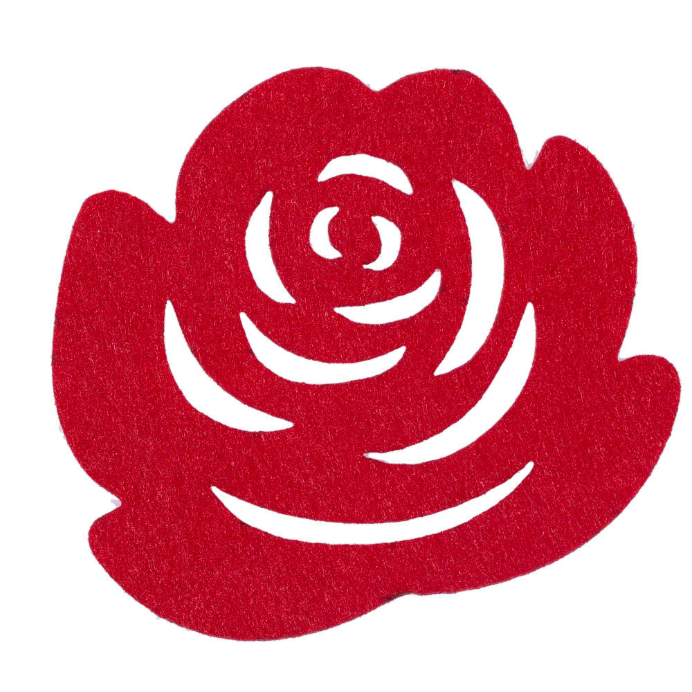 La Mia 10 Pieces Felt Rose Coaster, Red - M13