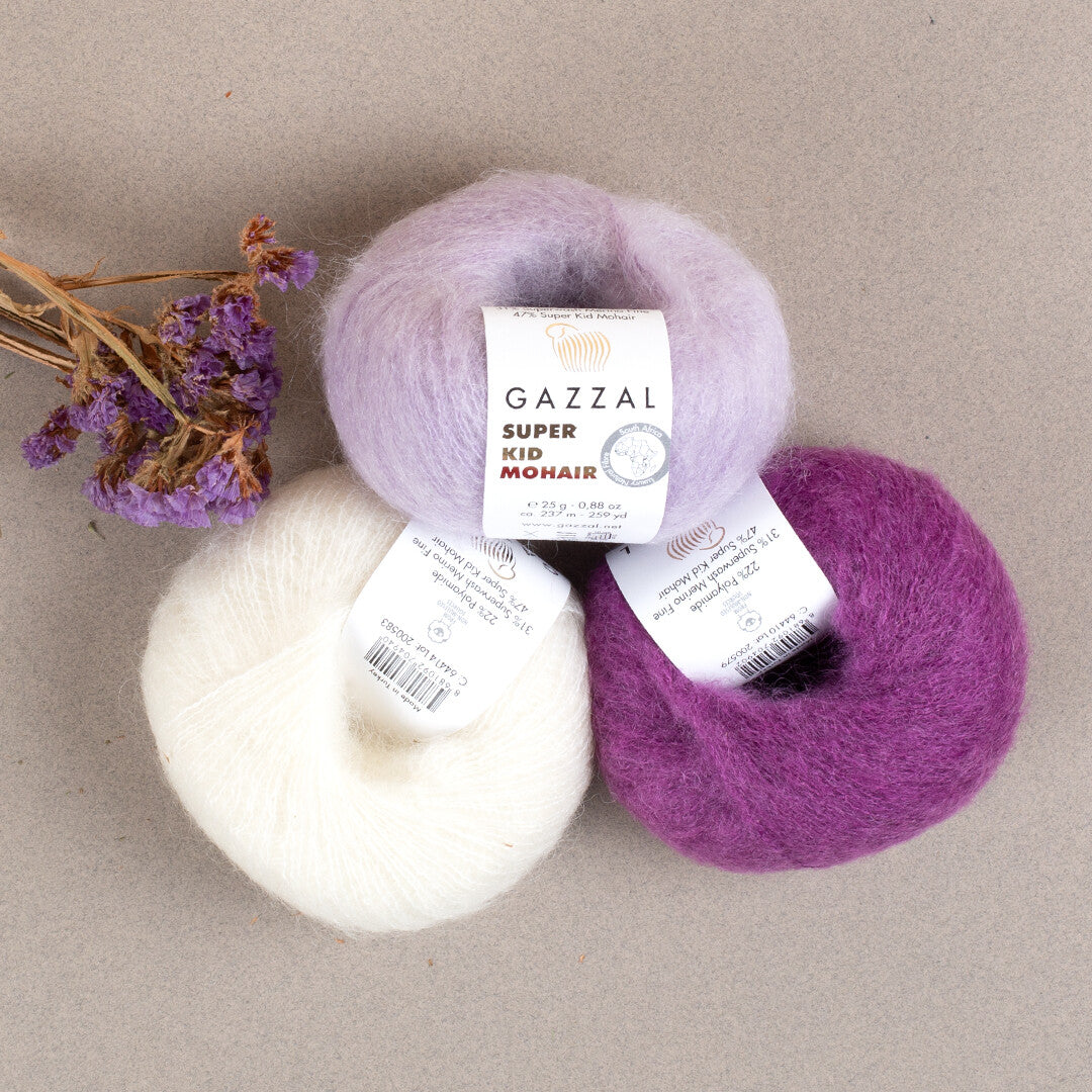 Gazzal Super Kid Mohair 25 Gr Knitting Yarn, Lilac - 64413