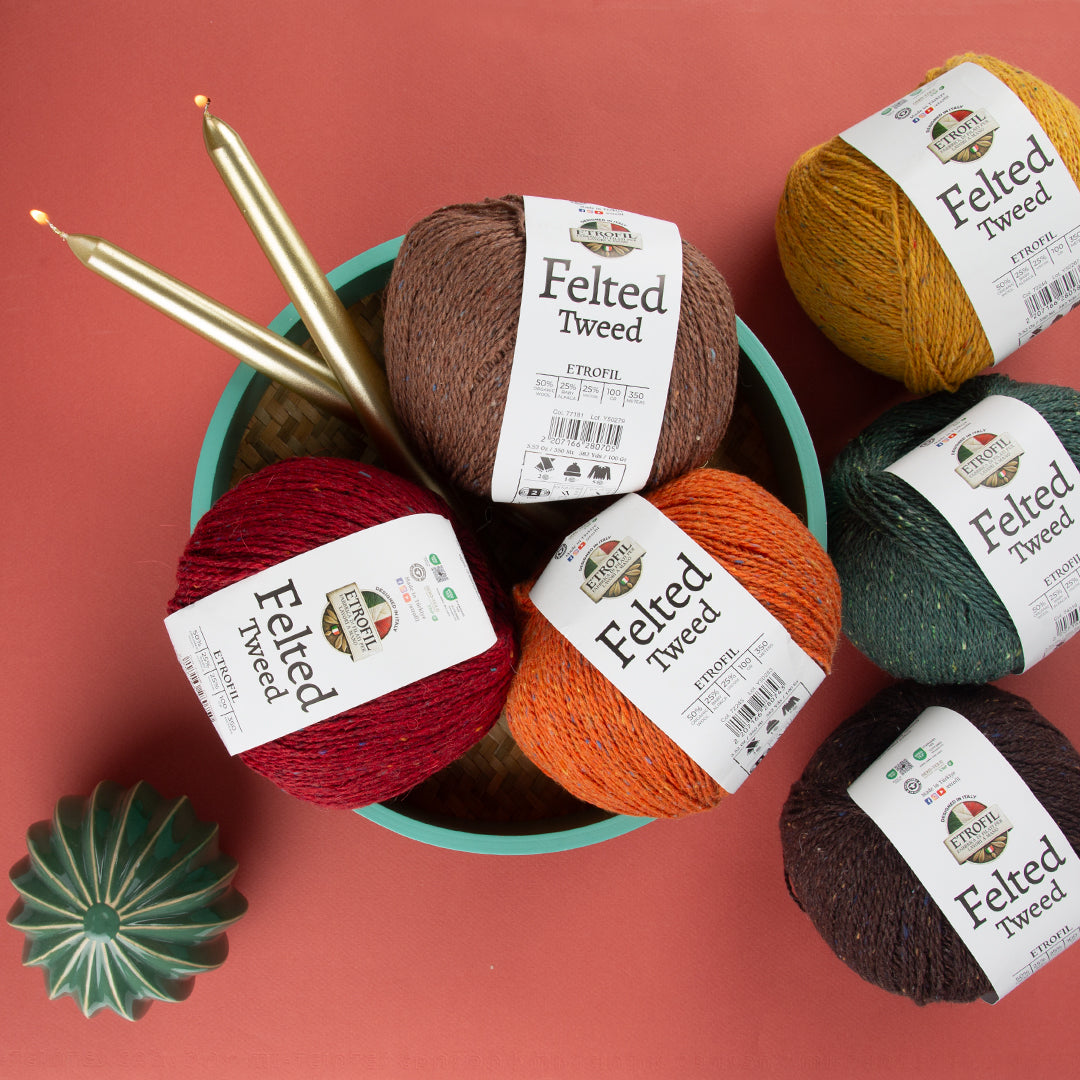 Etrofil Felted Tweed Hand Knitting Yarn , Gray - 79178