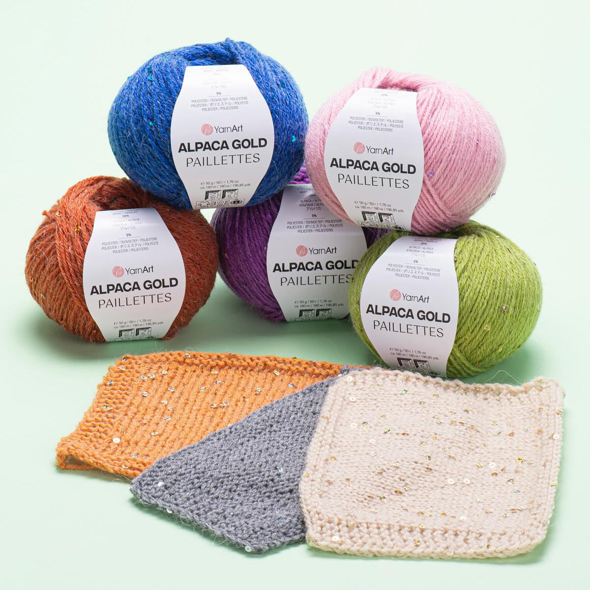 YarnArt Alpaca Gold Paillettes Hand Knitting Yarn , Red - 9307