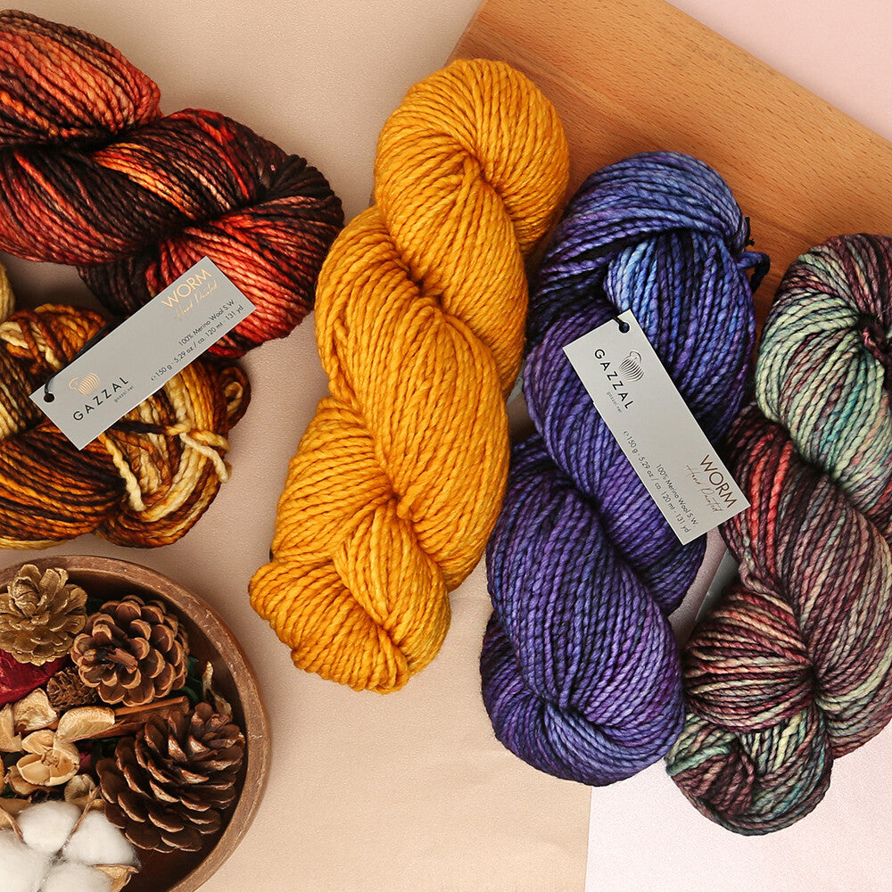 Gazzal Worm Hand Paints Yarn, Variegated - 3881