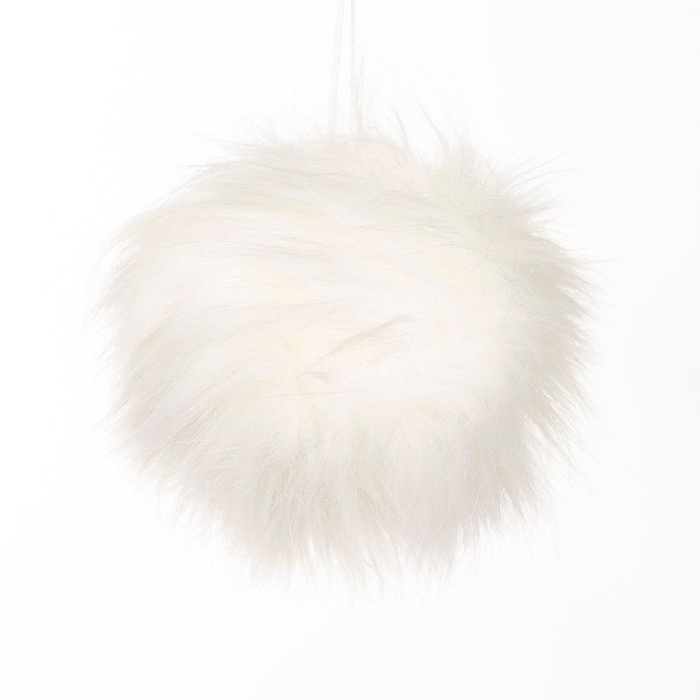 Loren Faux Fur Pom Pom, White