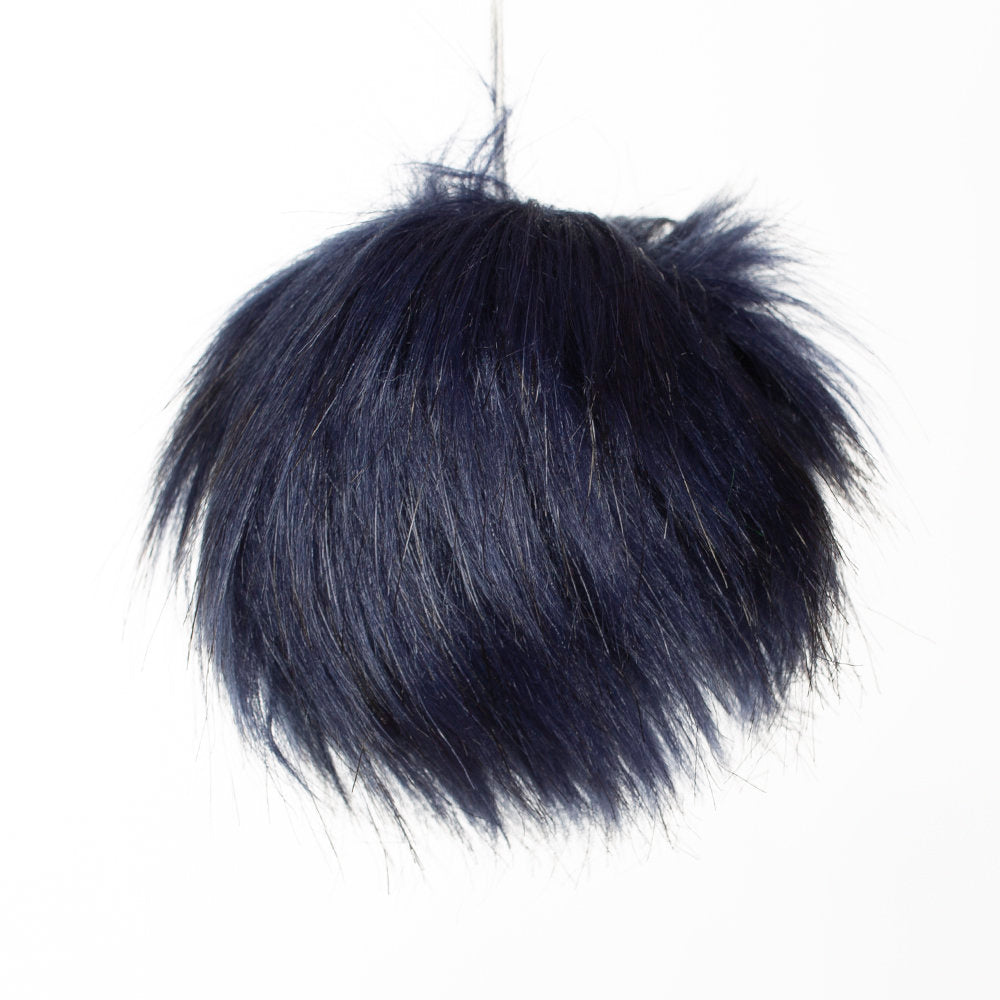 Loren Faux Fur Pom Pom, Navy Blue